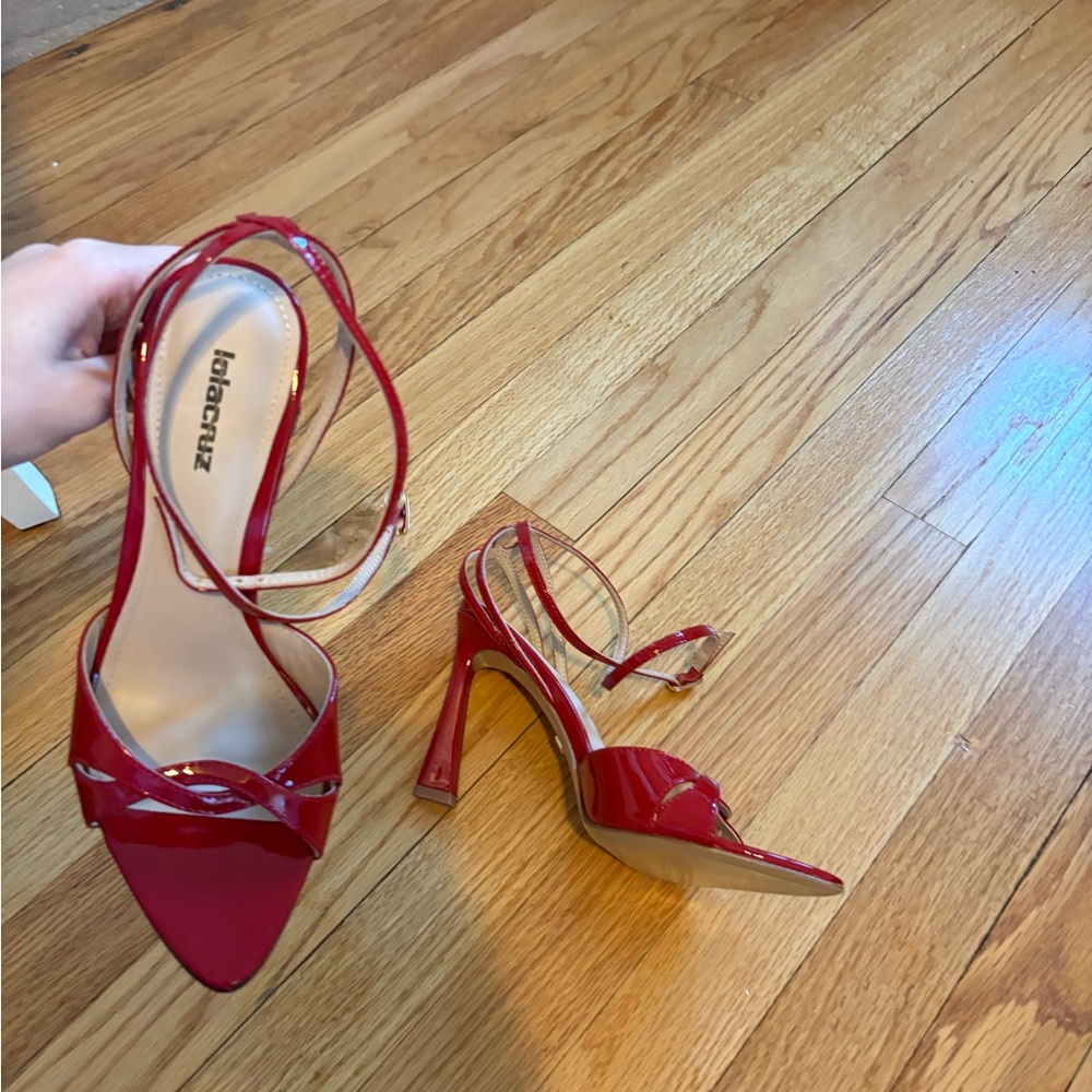 Lola Cruz Red Patent Leather Heels